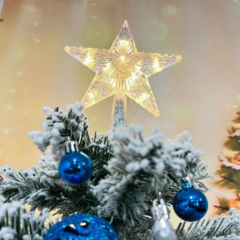 15cm decoração de natal brilhante árvore topper glitter brilhante estrela enfeites de árvore de natal para decoração de casa navidad ano novo 2026 presente