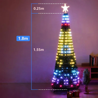 Árvore de natal estrela luzes inteligente rgb luz de natal com temporizador remoto sincronização música bluetooth app controlado iluminação do feriado