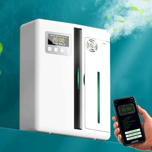 Máquina de ar perfumado montada na parede para casa difusor de óleo essencial sem água bluetooth difusor de coleção de hotel para sala spa escritório