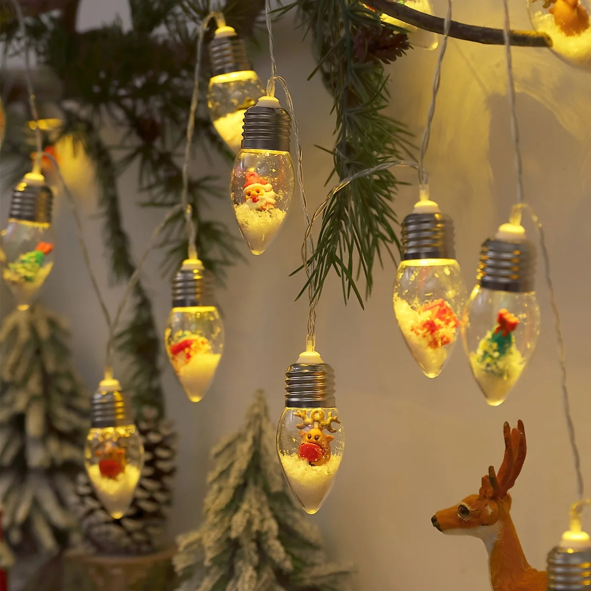 1pc luzes festivas da corda da bola de neve do diodo emissor de luz, 2m 10 led, ideais para decorações do natal & do ano novo, decorações de natal