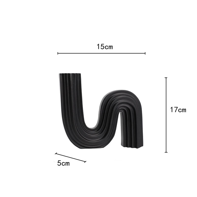 Vaso de resina tubo estriado geométrico arranjo floral acessórios em forma de u vaso de flores artesanato decoração para casa