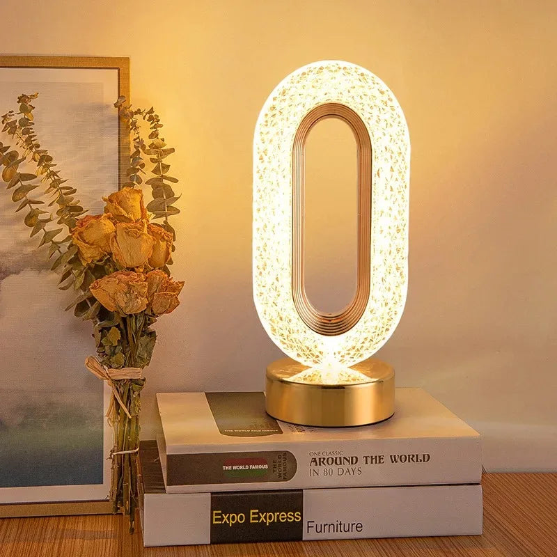 Controle de toque 3d pista cristal luz da noite meninas quarto decoração casa estética usb cabeceira led mesa ambiente 3d lua lâmpada