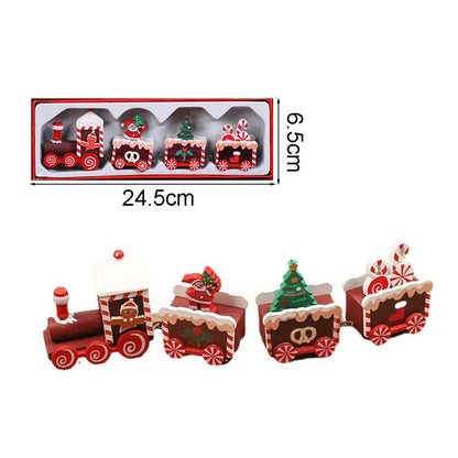 Decoração de trem de madeira de natal, enfeites de natal com trem em movimento, casa noel, presentes de feliz ano novo 2025