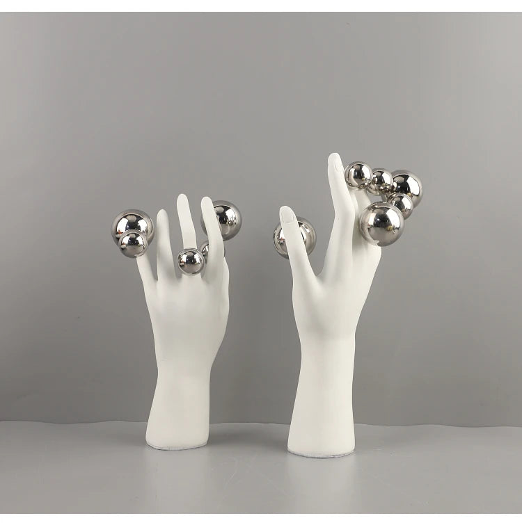 Figuras abstratas criativas escultura sala estética decoração bola dourada personagem decorativo mão palma artesanato decoração de mesa
