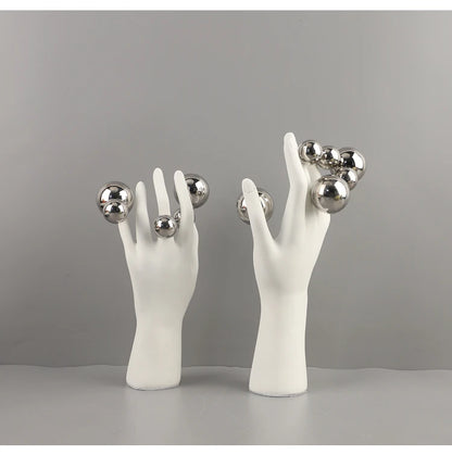 Figuras abstratas criativas escultura sala estética decoração bola dourada personagem decorativo mão palma artesanato decoração de mesa