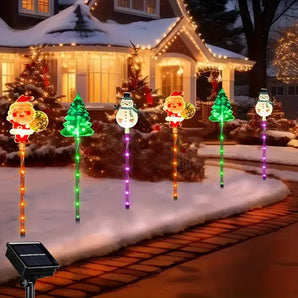 6 pçs movido a energia solar luzes de estaca de natal decoração de natal luzes led ao ar livre à prova dwaterproof água jardim passarela feriado 870