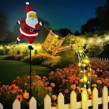 1 pçs solar papai noel chaleira luzes jardim gramado luzes de natal chaleira lâmpada à terra solar luzes da noite decoração ao ar livre