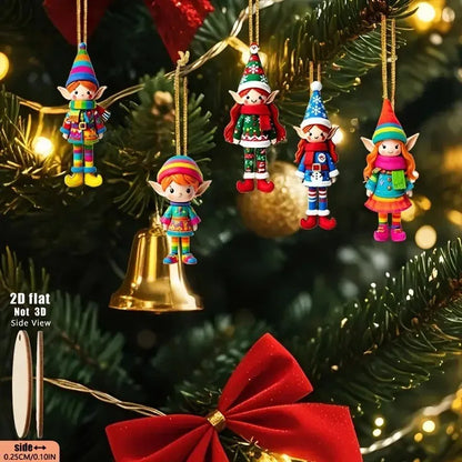 8 pçs/set pingentes de madeira natal menina elfo árvore de natal pendurado oranment 2026 noel navidad decorações para casa presentes de ano novo