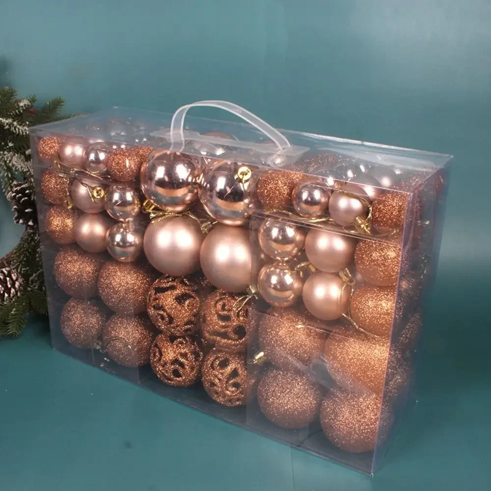 Conjunto de bolas de natal de plástico da moda, 100 peças, 18 cores, 8cm, bolas de árvore de natal suspensas, vitrine de enfeites de natal