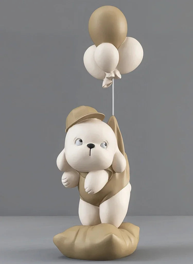 Decoração de casa criativa cão urso esculturas balão filhote de cachorro estátuas casa ornamento decorativo estatueta para armário tv sala estar decoração