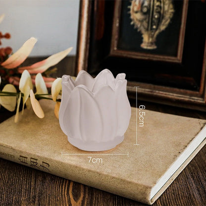 Tulip Glass Candle Holder para Casamento Romântico, Clear Table Ornament, Acessórios para Jóias, Presentes Artesanais Vintage, Home Decor