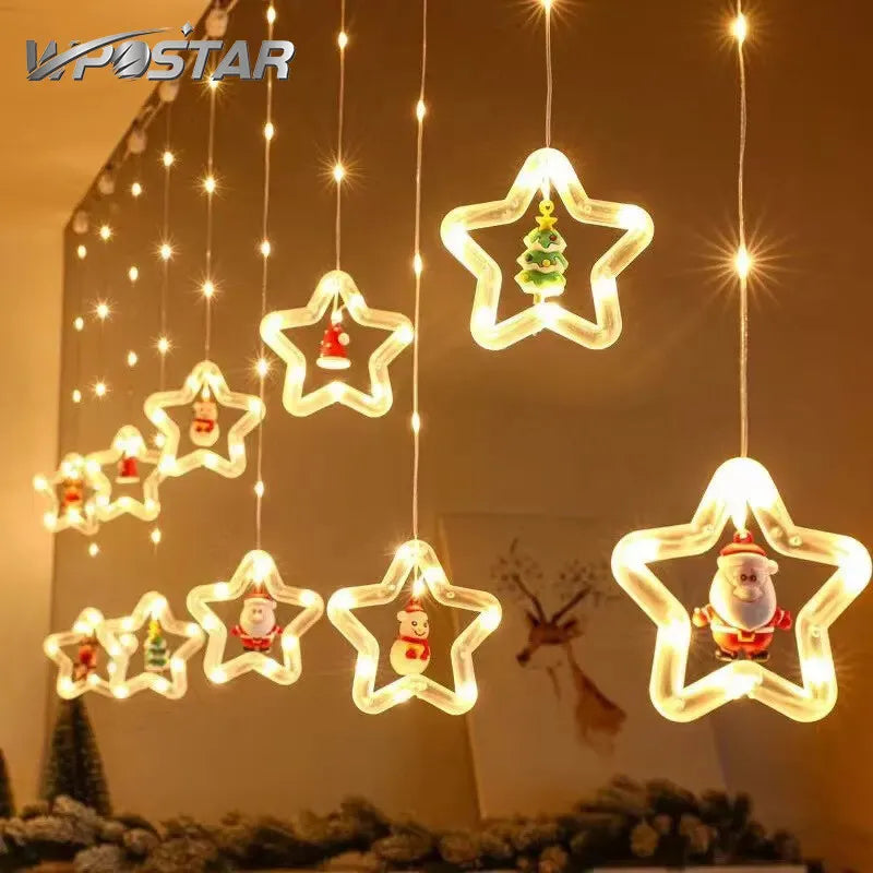 Papai Noel Christmas Fairy Lights, Decoração De Janela, Luzes De Cordas, Home Gift, Ano Novo, 10LED