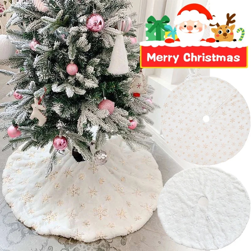 Moda árvore de natal saia tapete sob as decorações para casa floco de neve 78/90/122cm novo pé tapete 2026 decoração de natal