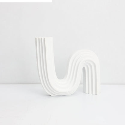 Vaso de resina tubo estriado geométrico arranjo floral acessórios em forma de u vaso de flores artesanato decoração para casa