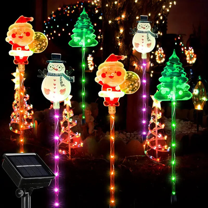 6 pçs movido a energia solar luzes de estaca de natal decoração de natal luzes led ao ar livre à prova dwaterproof água jardim passarela feriado 870