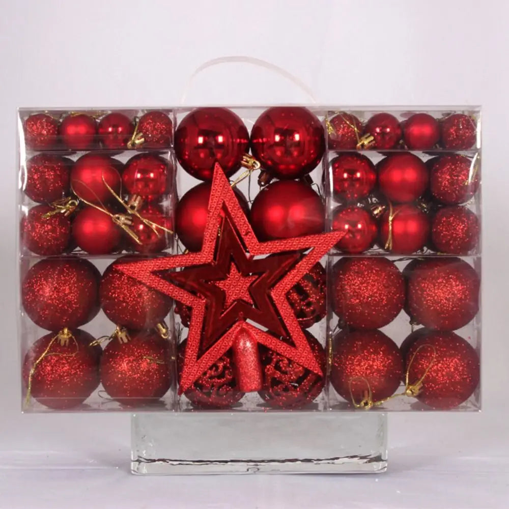 Conjunto de bolas de natal de plástico da moda, 100 peças, 18 cores, 8cm, bolas de árvore de natal suspensas, vitrine de enfeites de natal