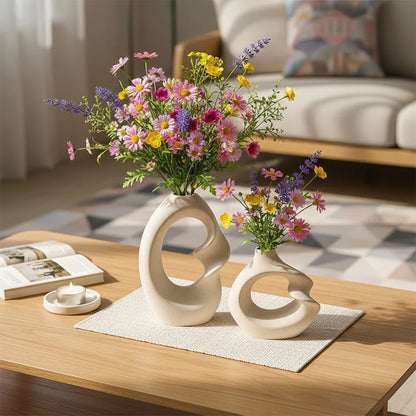 CAPIRON-Conjunto de Vaso Cerâmico Fosco para Decoração de Casa, Pampas Grama, Flor Seca, Acessórios Nórdicos Modernos, Interior de Mesa, Conjunto de 2