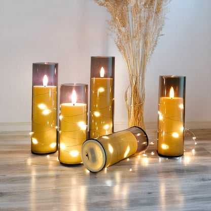 Velas led eletrônicas sem chama com luz de corda, decoração de casa. decoração de festa de feriado, velas de casamento, lâmpada de atmosfera 5 tamanhos