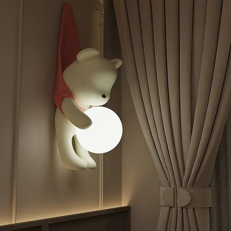 Urso bebê estilo creme sala de estar fundo parede masculino e feminino quarto luz das crianças personalizado moderno decorativo