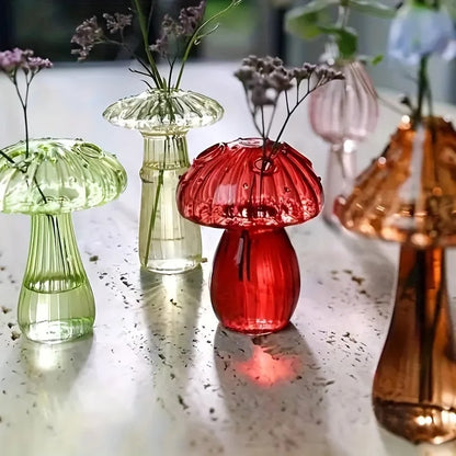 Vaso de cogumelo colorido de vidro, estilo nórdico, decoração de casa, planta hidropônica, arranjo de flores, ornamento, decoração de mesa