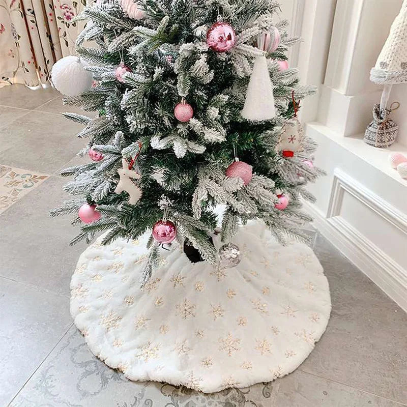 Moda árvore de natal saia tapete sob as decorações para casa floco de neve 78/90/122cm novo pé tapete 2026 decoração de natal