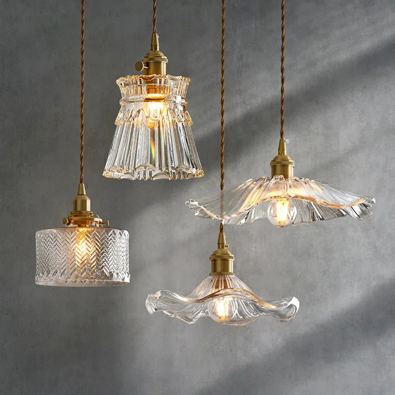 Luminária pendente de vidro moderna, para quarto, cozinha, sala de jantar, luminária de flores, lustre, iluminação nórdica, café, bar