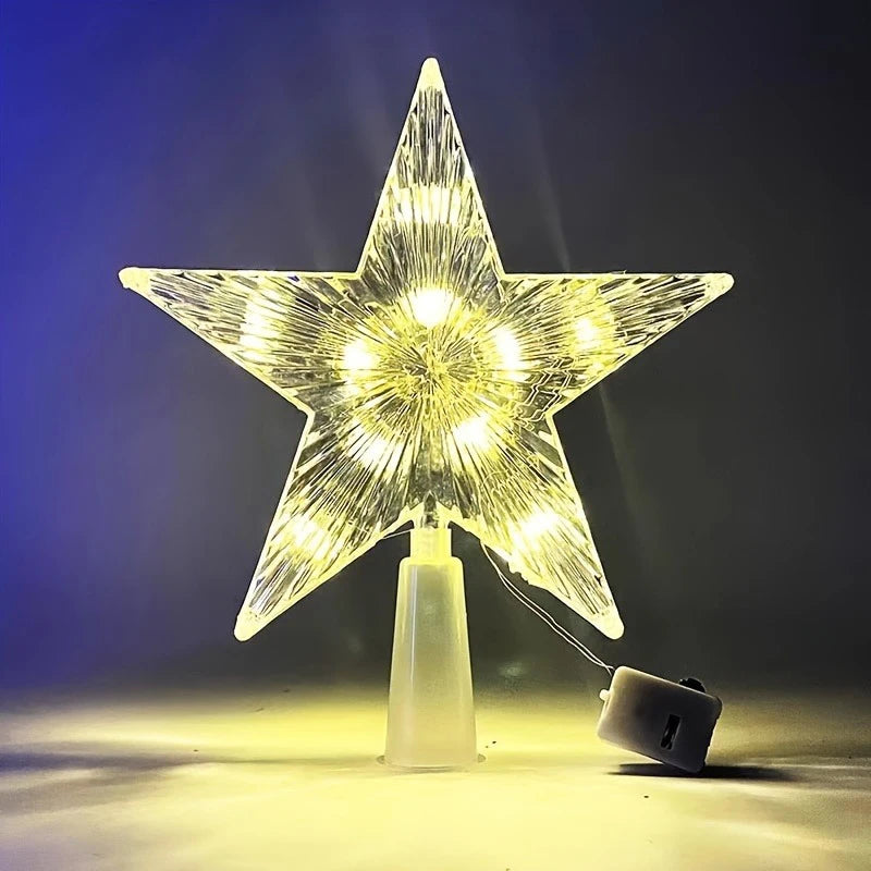 15cm decoração de natal brilhante árvore topper glitter brilhante estrela enfeites de árvore de natal para decoração de casa navidad ano novo 2026 presente
