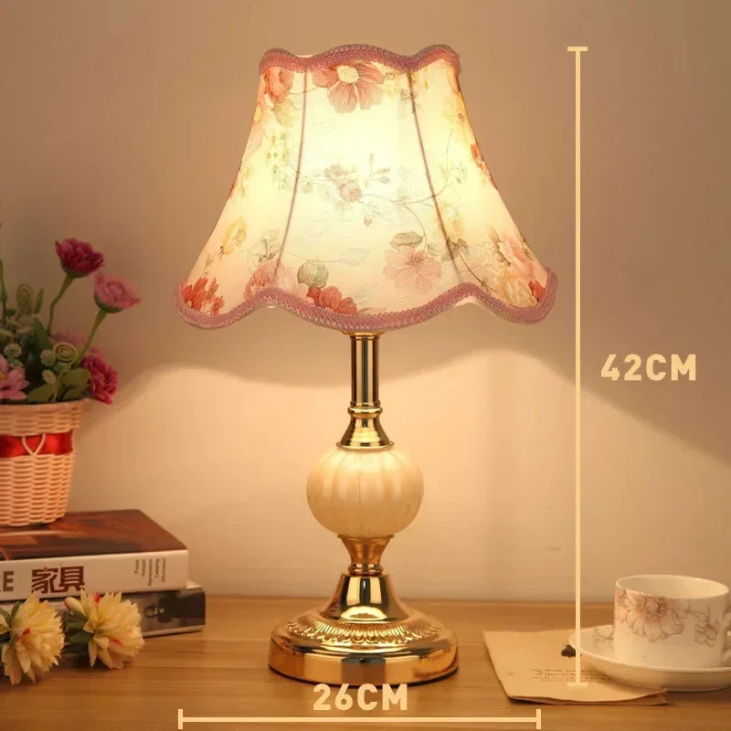 E27 lâmpada de mesa vidro retro quarto lâmpadas cabeceira tecido mesa luz ferro arte lâmpada led interior mesa luz decoração do quarto iluminação