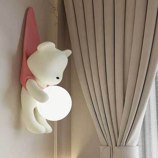 Urso bebê estilo creme sala de estar fundo parede masculino e feminino quarto luz das crianças personalizado moderno decorativo