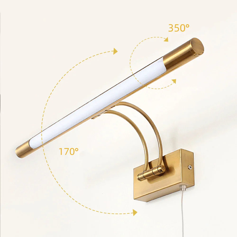 Lâmpada de parede led à prova dwaterproof água ângulo ajustável espelho luz bronze dourado prata casa hotel aço inoxidável banheiro iluminação fixtur
