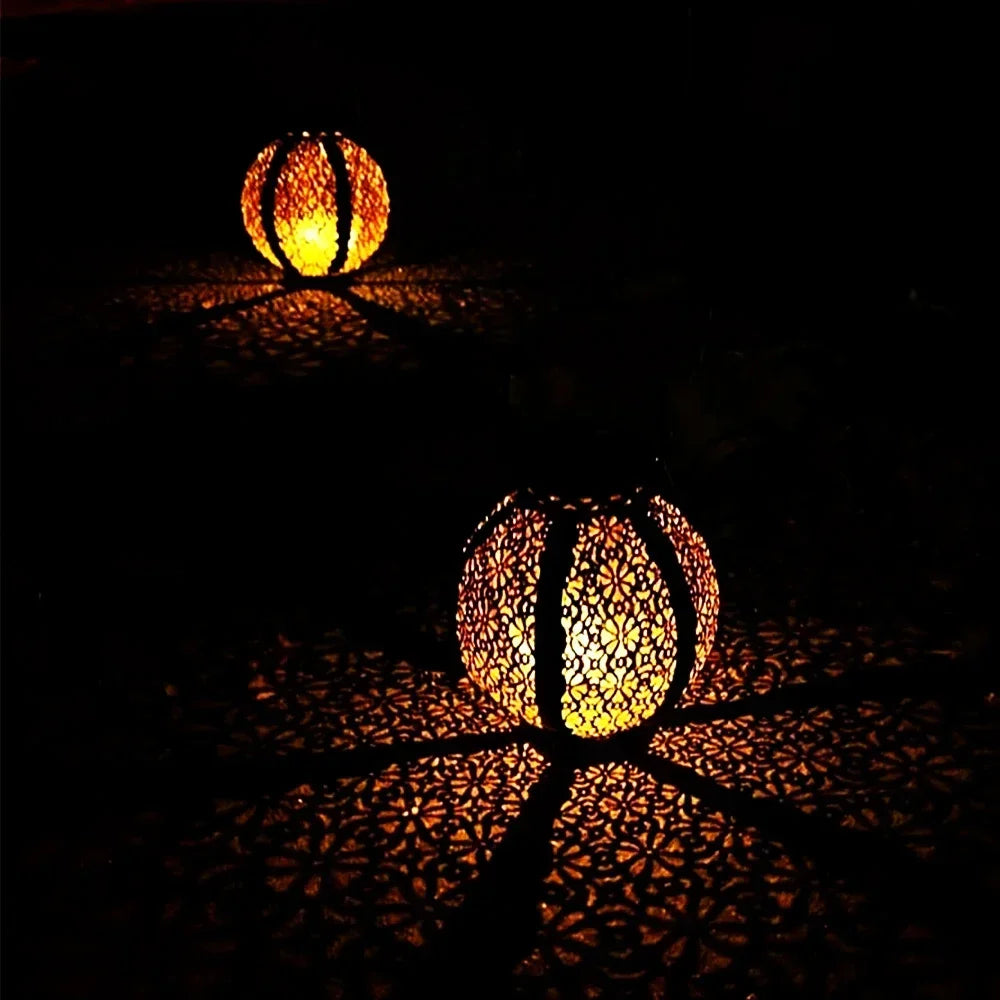 Jardim ao ar livre luz solar ferro arte pendurado luz oco led paisagem luz decoração do jardim luz de projeção à prova dwaterproof água
