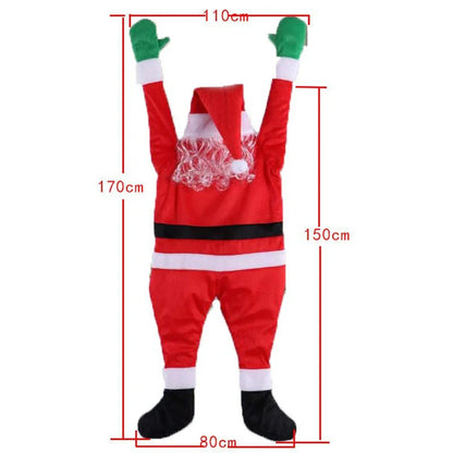 Decoração de natal de 170cm, papai noel pendurado para janela de escalada, varanda, telhado, chaminé, decorações suspensas ao ar livre de papai noel