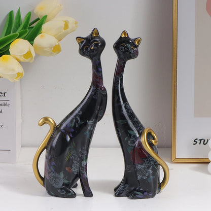 Criativo aquarela casal gato escultura resina material casa arte decorativa quarto sala de estar entrada corredor estatueta