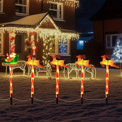 5 pc/set solar papai noel & elk luzes do jardim ao ar livre à prova dwaterproof água lâmpadas do gramado decoração iluminação de paisagem para o natal, festival