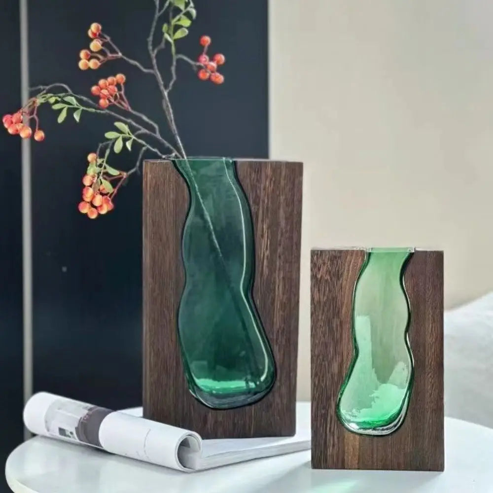 Garrafa de arranjo de flores vaso de vidro de madeira criativo moderno suporte de flores hidropônicas requintado vaso de flores transparente homestay