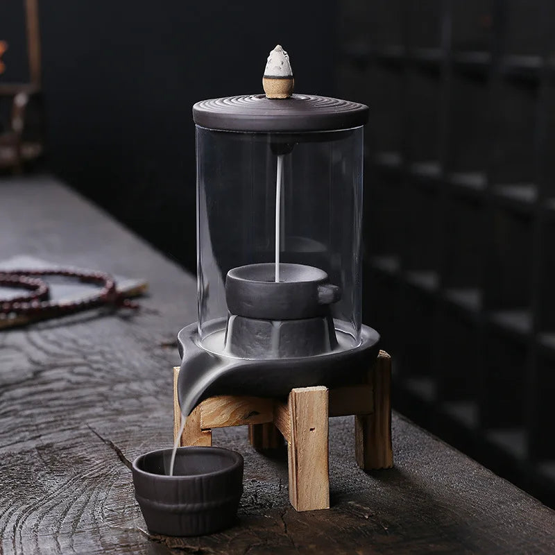 Areia roxa Tempo Vem De Volta Fluxo Incenso Burner Decoração-Interior Aroma Difusor Pedra Moagem Incenso Pedestal Artesanato  Criativo Efeito Curativo Psicológico Candle Incense Pedestal Adequado para Presente Dando