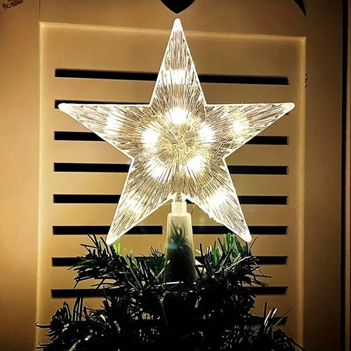 15cm decoração de natal brilhante árvore topper glitter brilhante estrela enfeites de árvore de natal para decoração de casa navidad ano novo 2026 presente