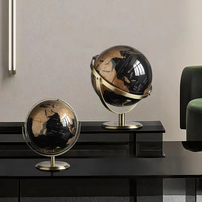 Novo 20/23cm preto ouro girando globo britânico decoração de escritório em casa estilo europeu criativo artesanato decoração globo