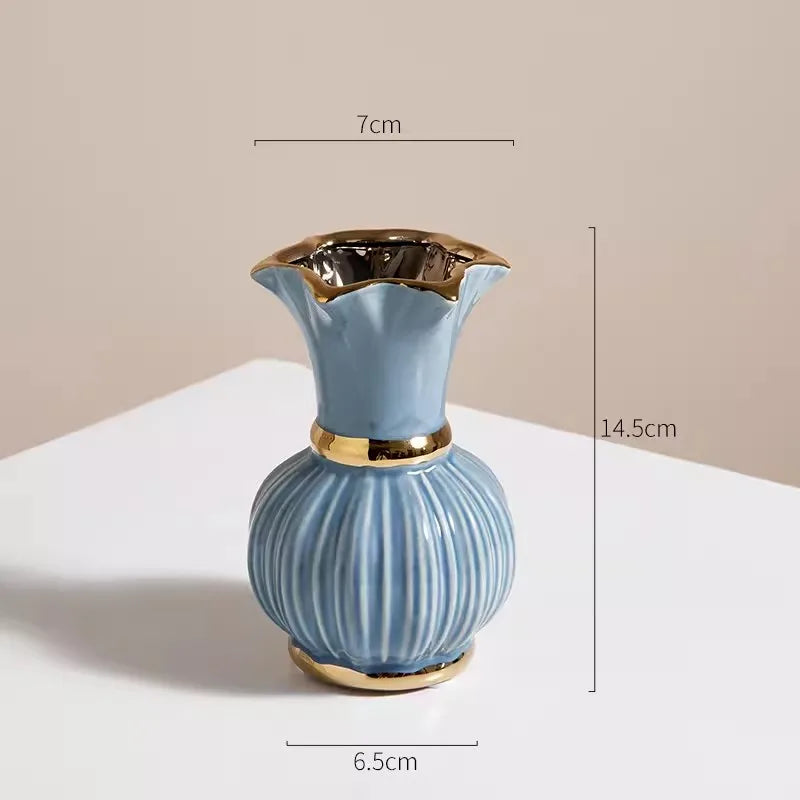 Vaso de Cerâmica Elegance | Azul e Branco Clássico