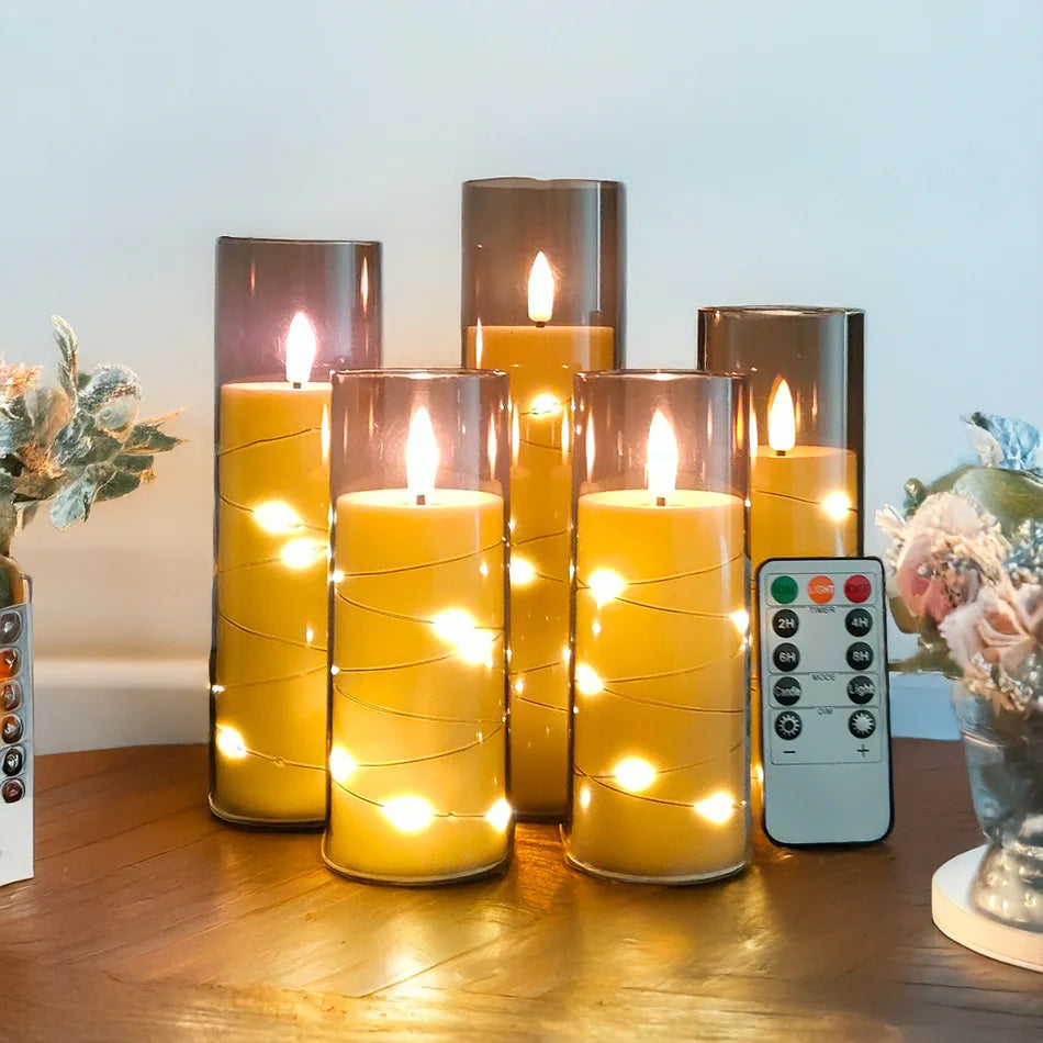 Velas led eletrônicas sem chama com luz de corda, decoração de casa. decoração de festa de feriado, velas de casamento, lâmpada de atmosfera 5 tamanhos