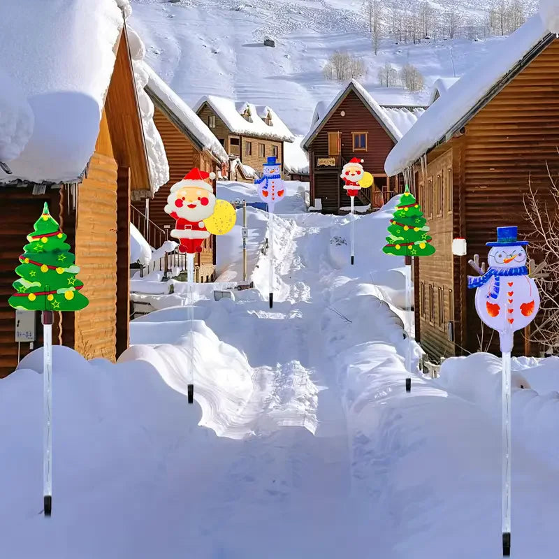 6 pçs movido a energia solar luzes de estaca de natal decoração de natal luzes led ao ar livre à prova dwaterproof água jardim passarela feriado 870
