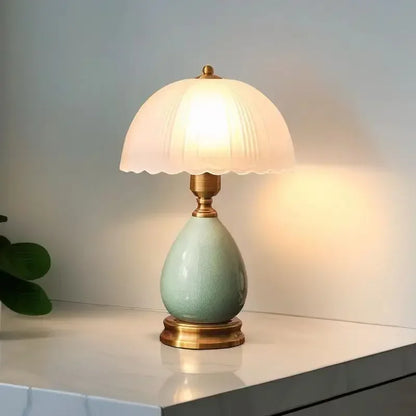 Europeu retro pastoral estudo quarto cerâmica vidro led candeeiro de mesa cabeceira