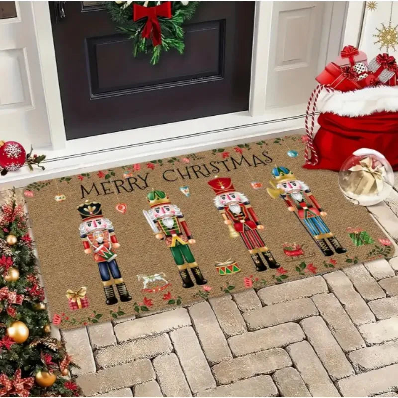 Papai Noel Bem-vindo Tapete de porta lavável para entrada interna e externa Tapete RV Tapete de cozinha adequado para banheiro, cozinha, etc.