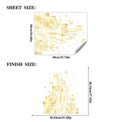 Adesivo de natal ouro pvc dupla face impresso adesivo de janela estática família vidro decorativo atmosfera de natal adesivo