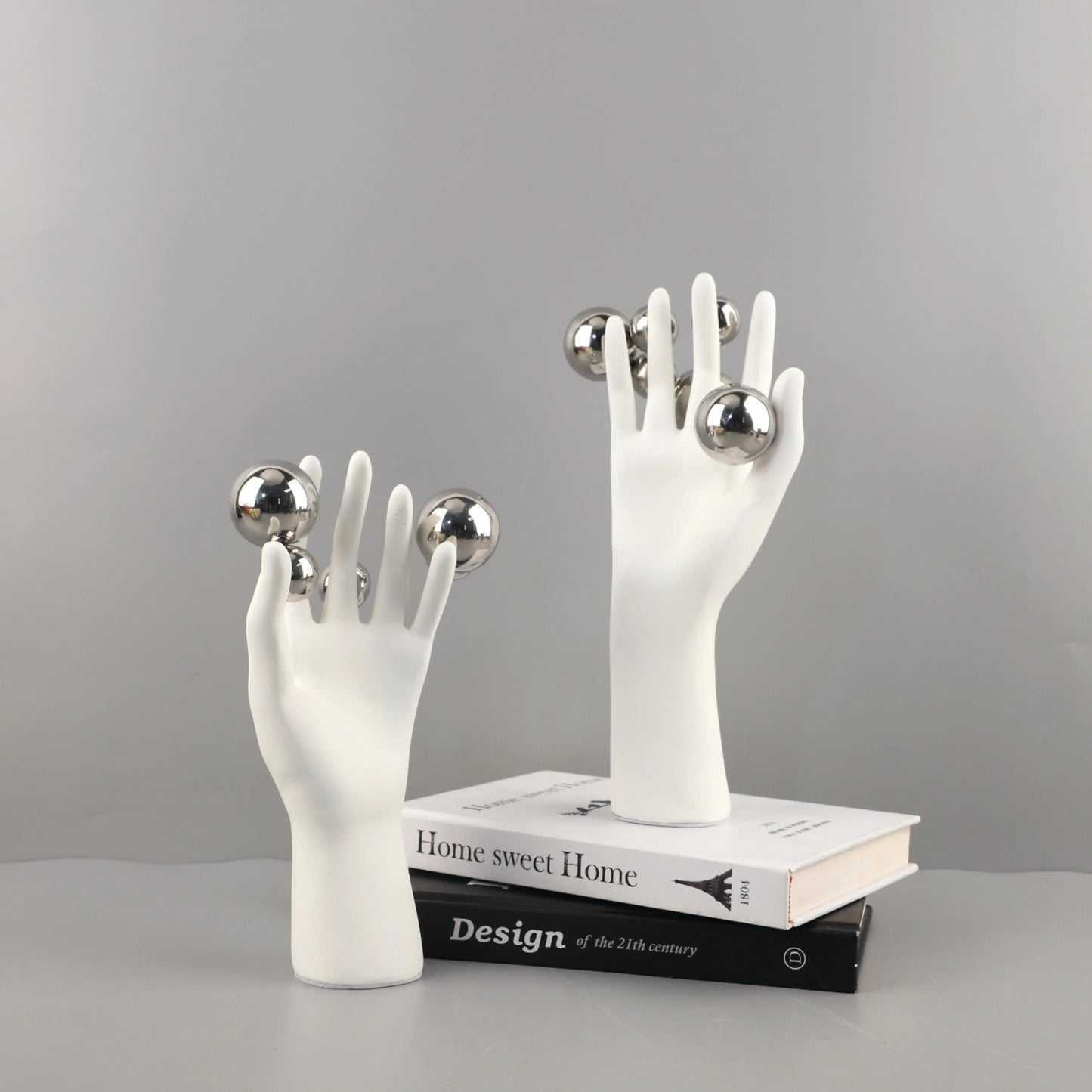 Figuras abstratas criativas escultura sala estética decoração bola dourada personagem decorativo mão palma artesanato decoração de mesa