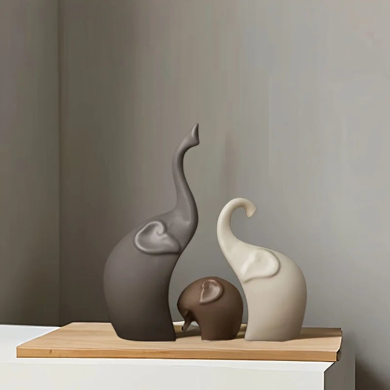1 conjunto de estatuetas de família de elefante de cerâmica grande estilo nórdico conjunto acabamento fosco escultura animal decoração de entrada ideia de presente exclusiva