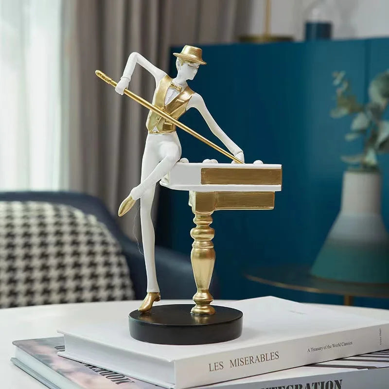 Nórdico Bilhar Resina Ornamento, Home Decor Artesanato, Estátua, Mesa De Escritório, Figurinhas Decoração, Estante Escultura, Home Acessórios