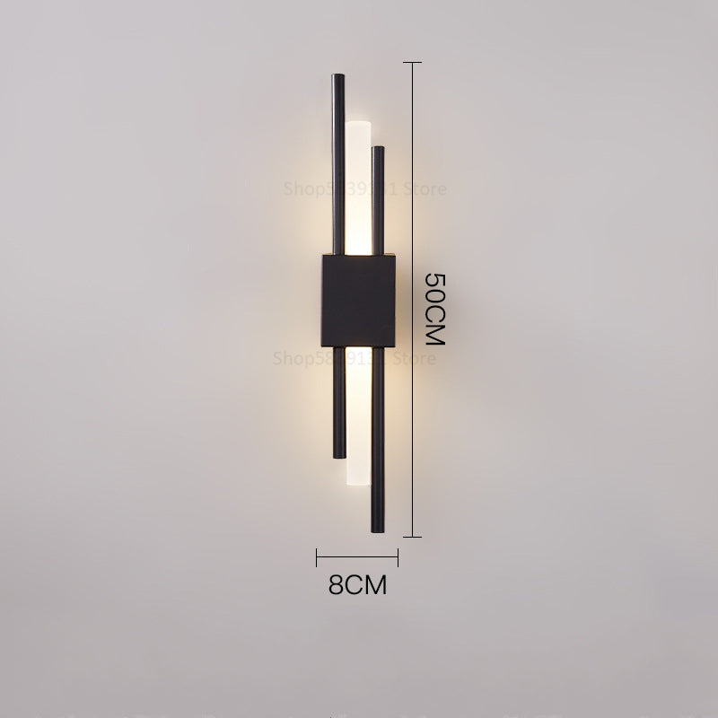 Moderno e minimalista ferro arte lâmpada de parede para sala estar arandelas linha tubo luminária led acrílico abajur iluminação interior