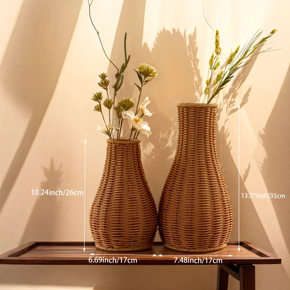 Vaso de Plástico com Aparência de Rattan