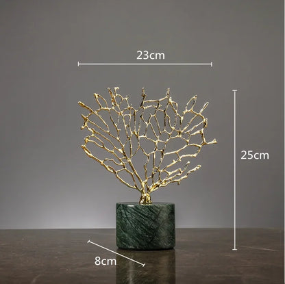 Imitação de coral ornamentos cristal metal árvore vaso vidro oco quadro metal resina coral oceano estatuetas decorativas decoração casa